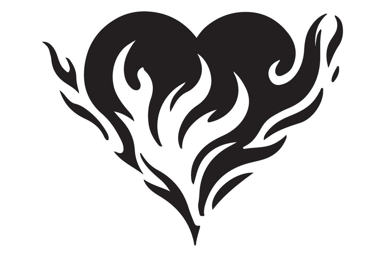 Flaming Heart Silhouette Illustration Representing Love and Passion vector
