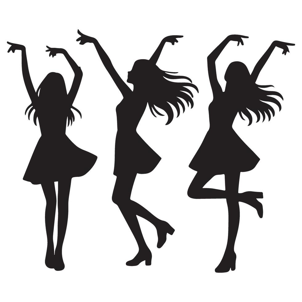 Dancing Girls Silhouette Illustration for Joyful Celebrations and Events vector