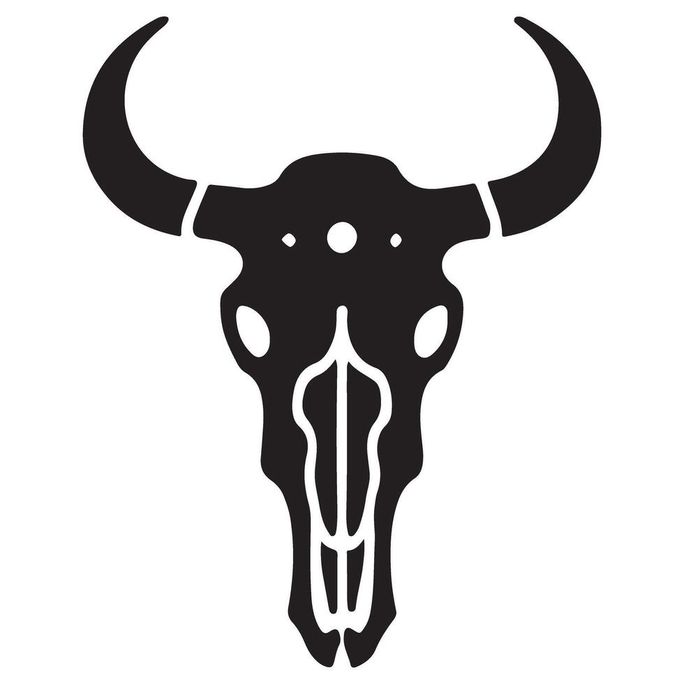 Cow Skull Silhouette with Decoration Graphic Illustration Resource vector
