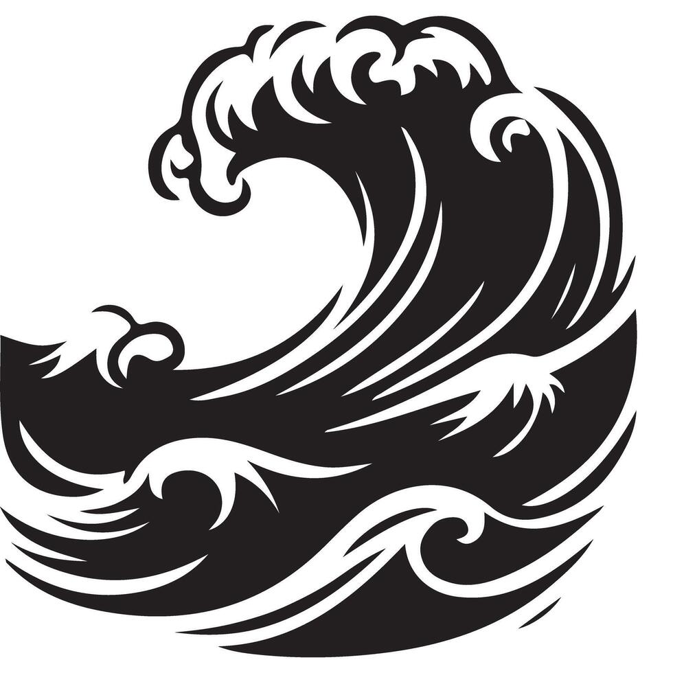 Powerful ocean wave illustration nature graphic design resource vector