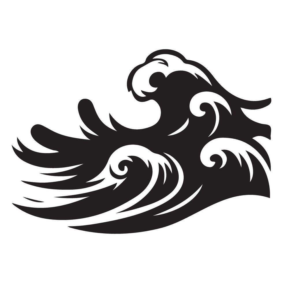 Simple Silhouette Sea Wave Design for Modern Projects vector