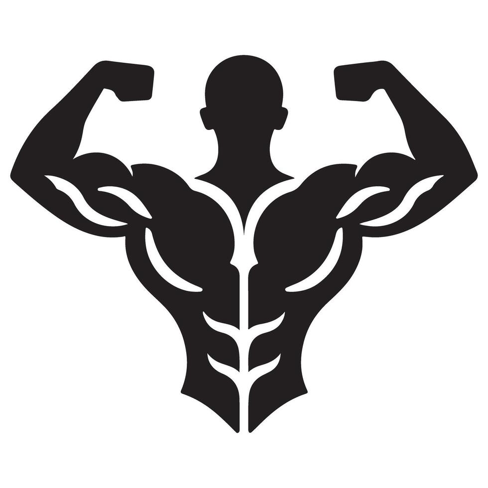 Showing off Bodybuilding Silhouette Design for Gym and Training vector
