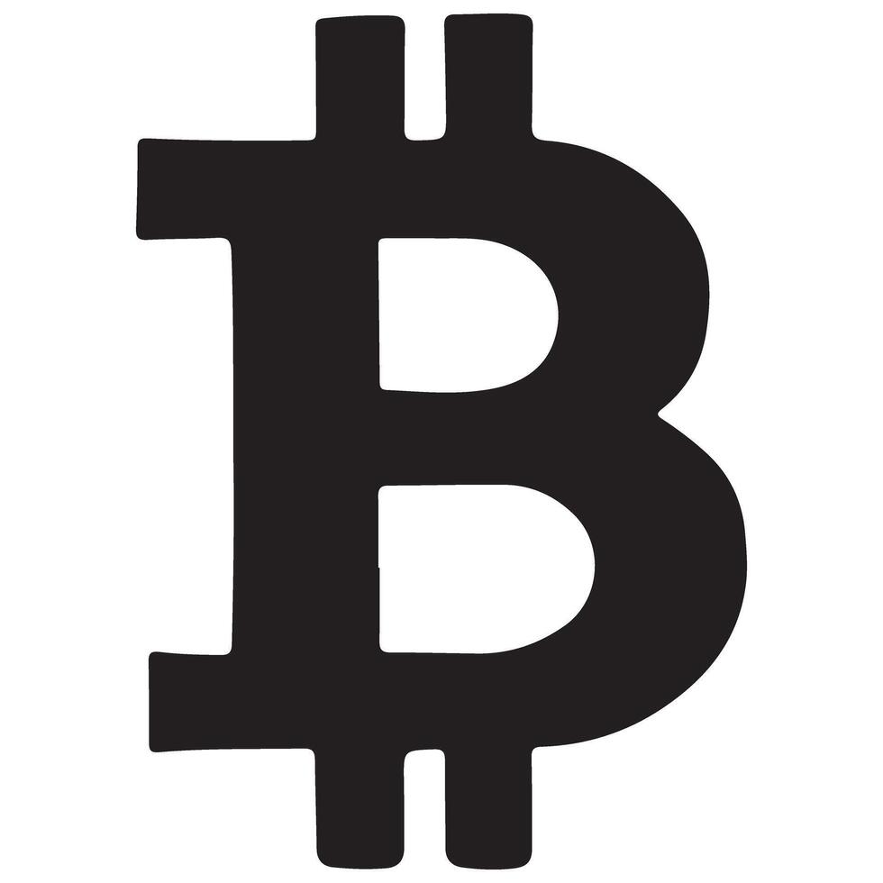 Bitcoin symbol silhouette a digital currency and financial future icon vector