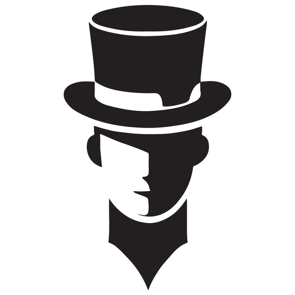 Elegant Man in Top Hat Silhouette Image for Designers vector