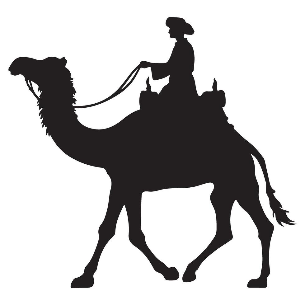 Wise man riding camel silhouette for nativity scene graphic designs vector