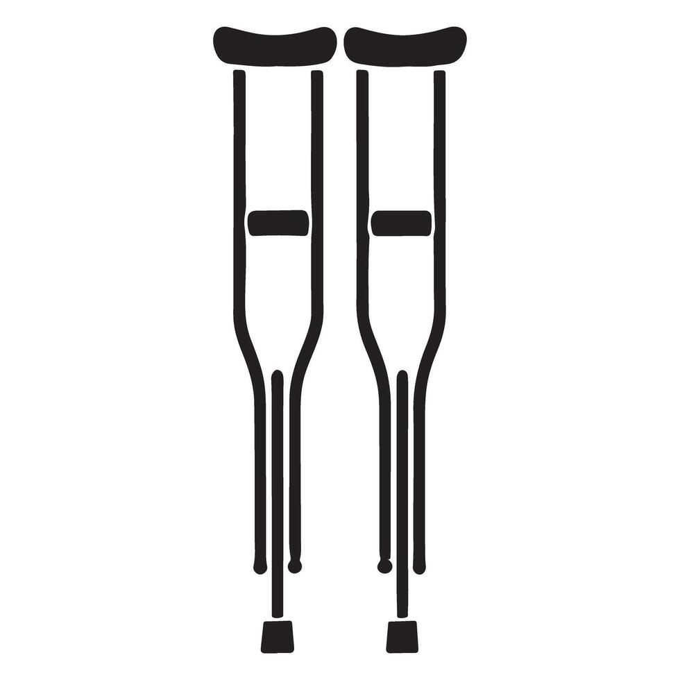 Crutches Pair Illustration Silhouette For Physical Support Graphics vector