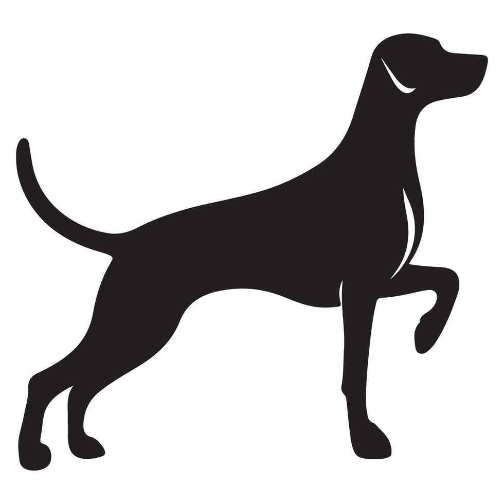 Alert Dog Silhouette With Paw Raised in a Playful Greeting vector