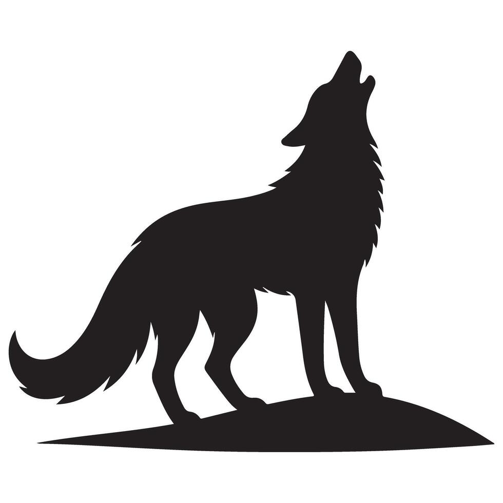 Majestic Howling Wolf Silhouette Illustration for Wilderness and Nature Enthusiasts vector