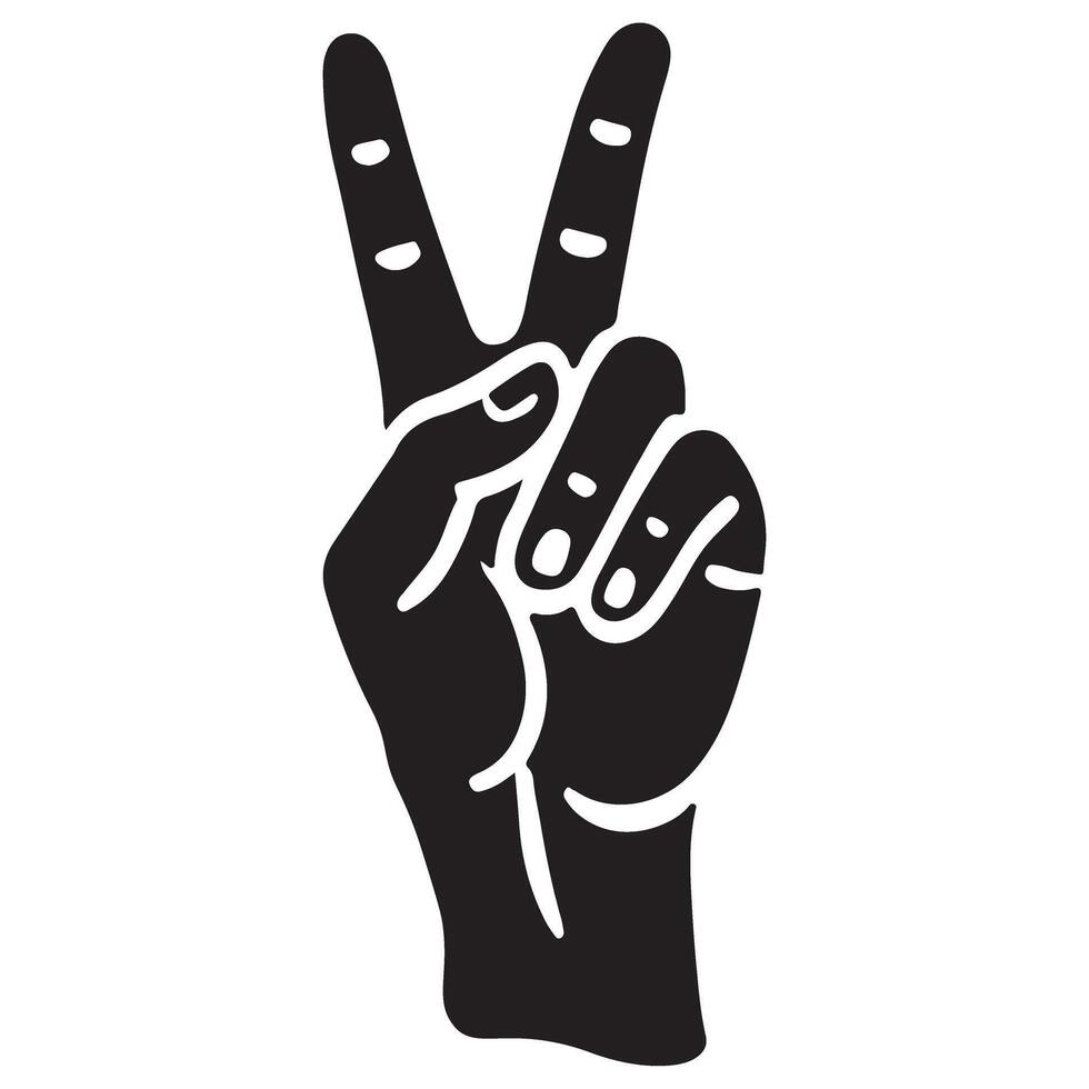 Showing Victory Illustration Peace Hand Symbol Silhouette Art vector