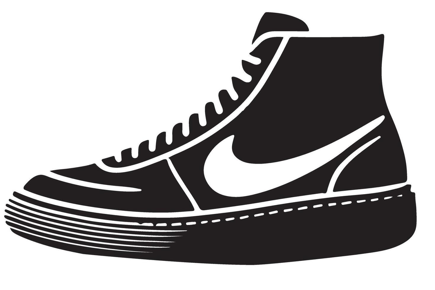 Nike High Top Sneaker Shoe Silhouette Icon Illustration vector