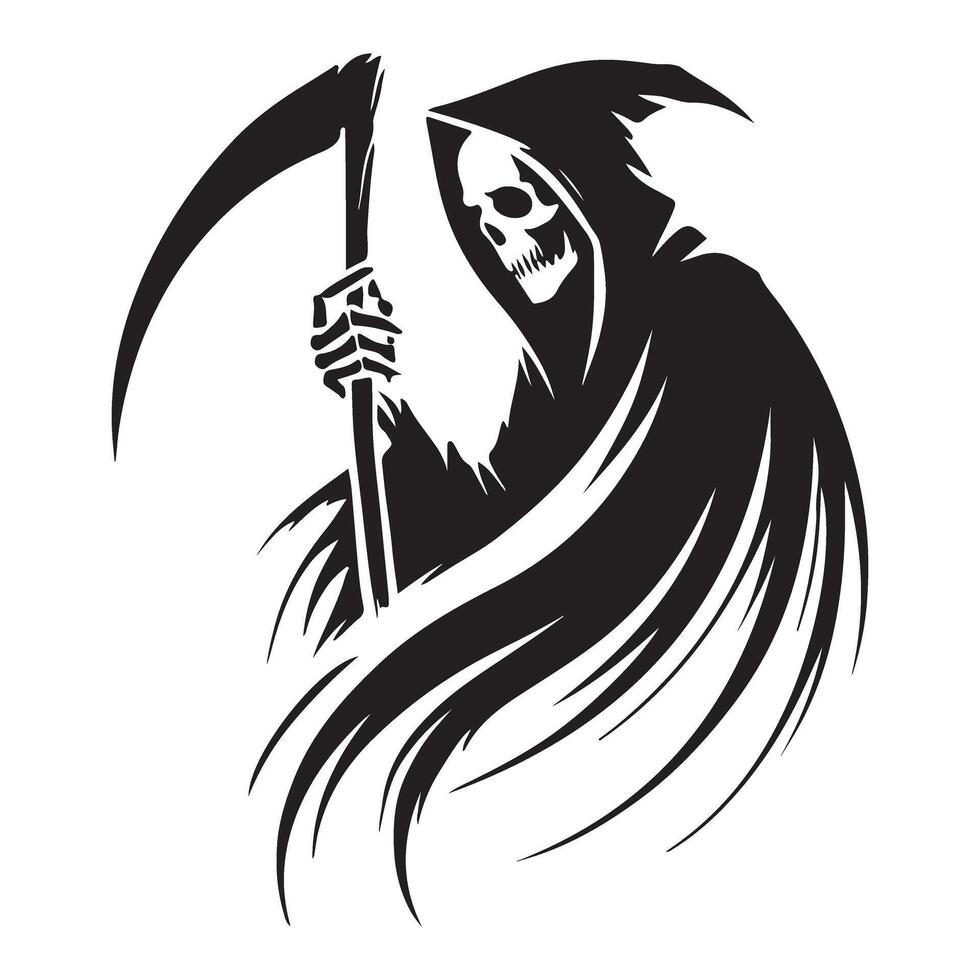 Grim Reaper Silhouette Illustration Symbolic of Mortality and the Afterlife vector