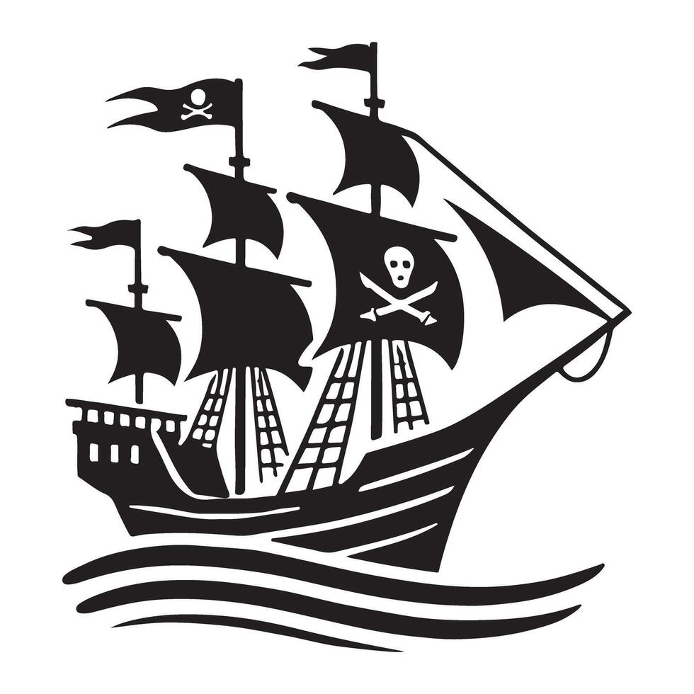 Pirate Ship Silhouette Adventure on the High Seas vector