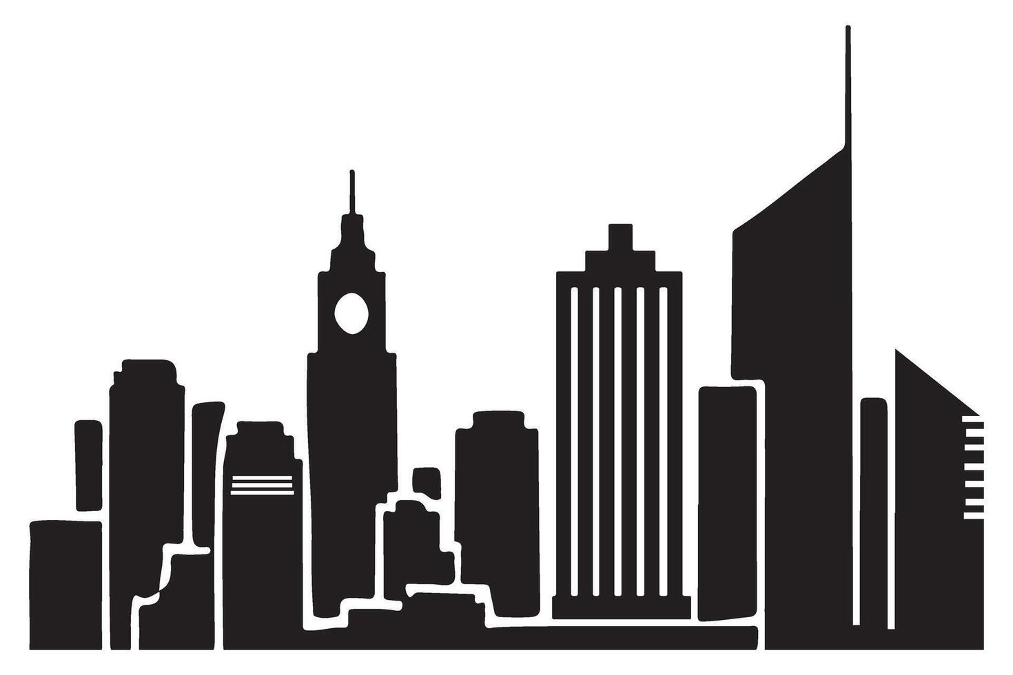 Silhouette Detailed City Skyline Design for Backgrounds vector