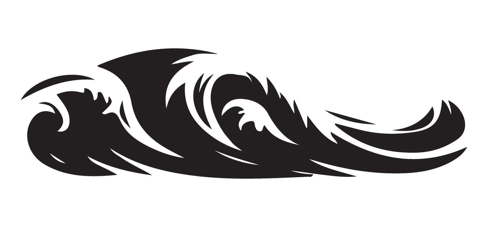 Powerful Ocean Wave Silhouette Illustration for Surfing Graphics vector