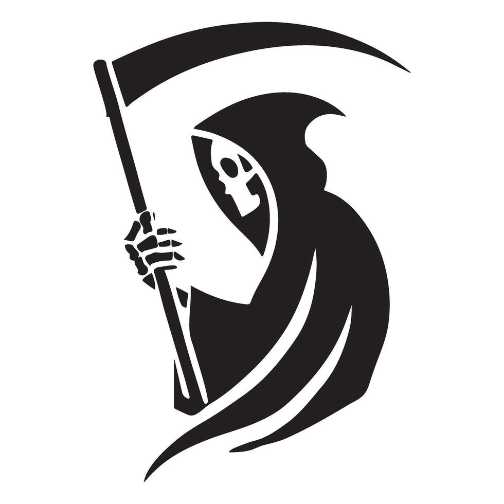 Grim Reaper Silhouette Death Symbol Illustration with a Scythe vector