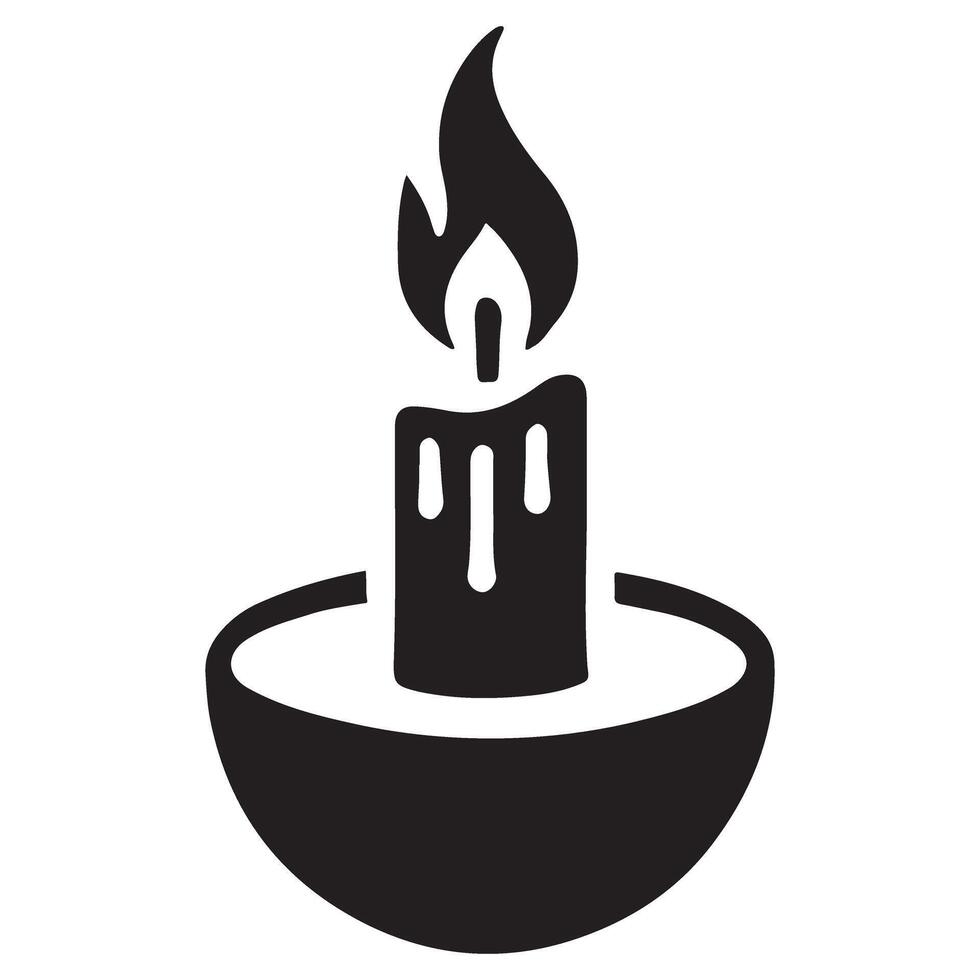 Candle in Holder Silhouette Illustration for Relaxation and Meditation vector
