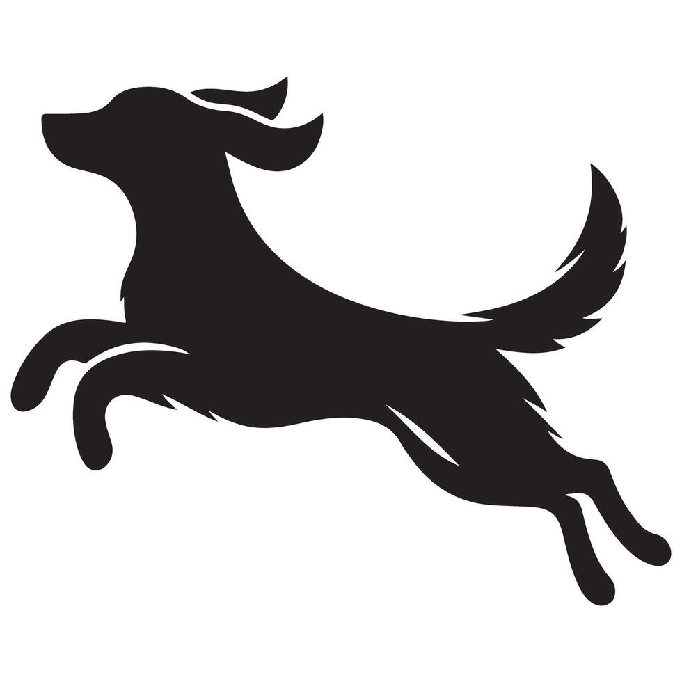 Energetic Dog Leaping Silhouette Clip Art Graphic Resource vector