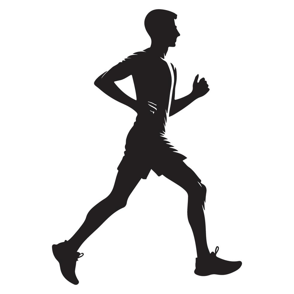 Male Jogger Silhouette Illustration for Running and Health vector