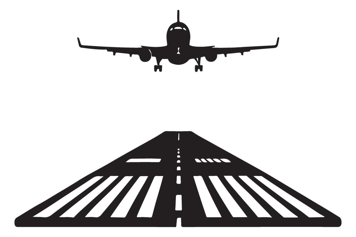 Airplane Approach Landing Illustration Aviation Travel Silhouette Design vector