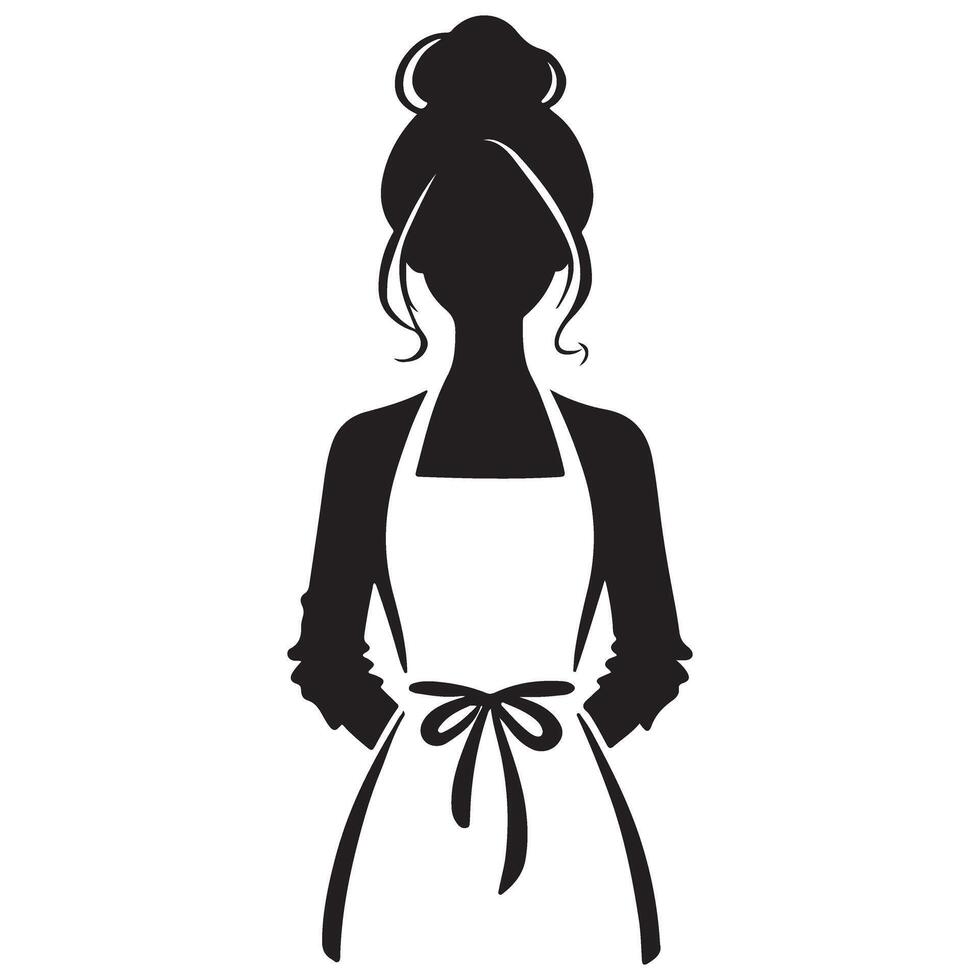 Woman in Apron Silhouette Graphic Bakery and Design vector