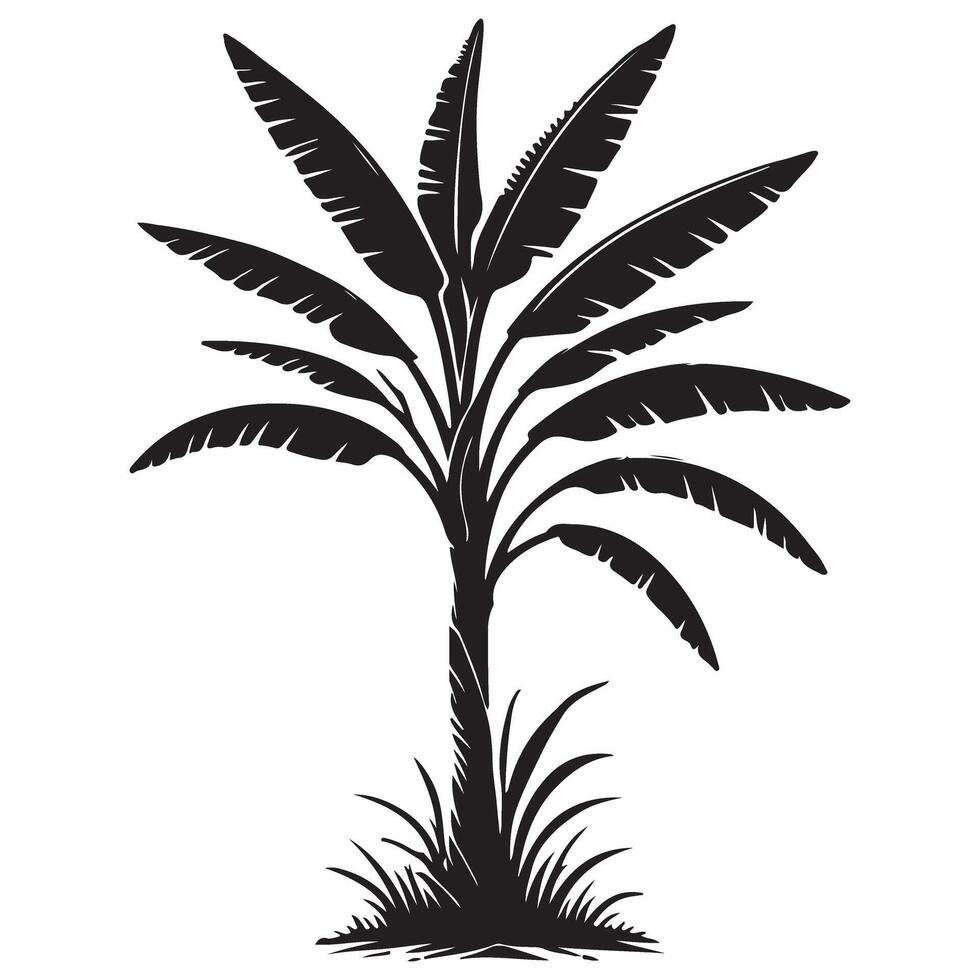 Banana Tree Illustration A Tropical Silhouette for Summer Designs vector