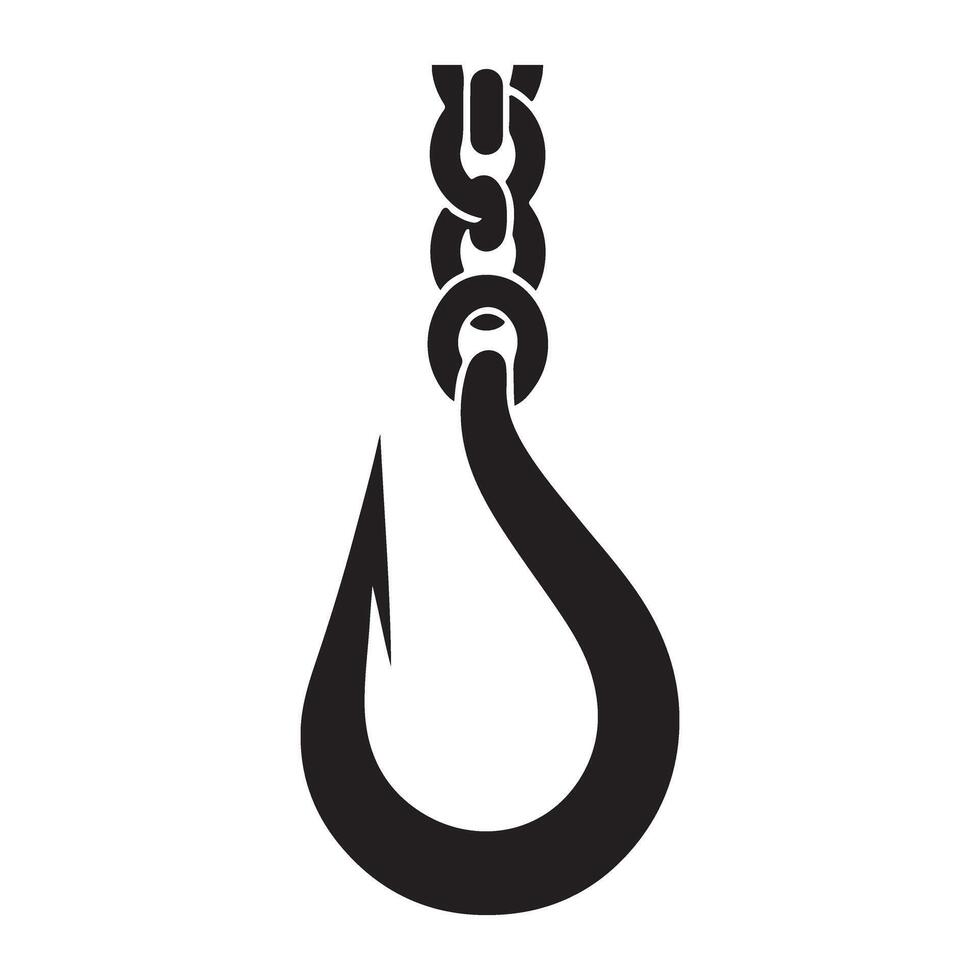Powerful Fishing Hook with Chain Illustration A Symbol of Strength vector