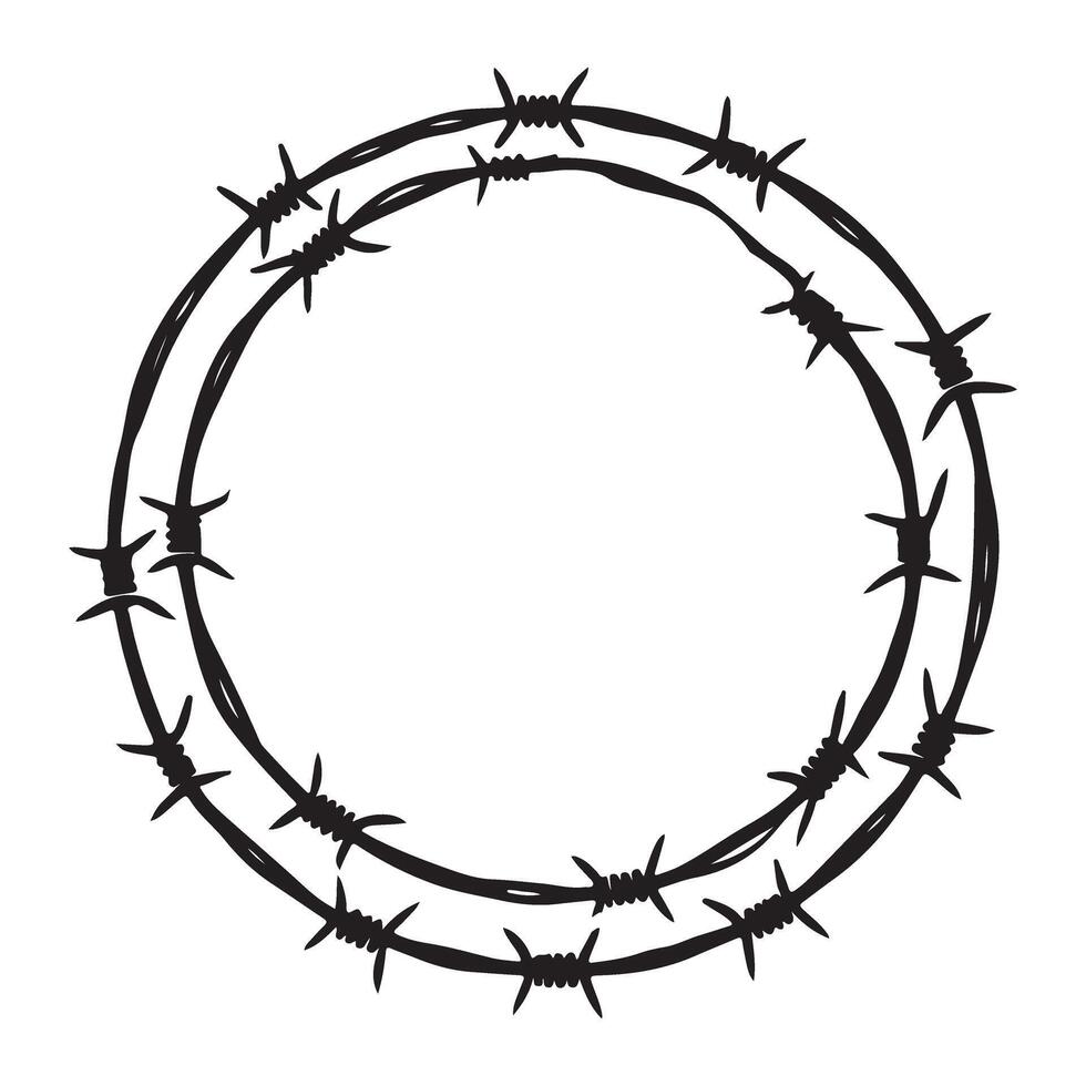 Barbed Wire Circle Illustration Silhouette Graphic Design Element vector