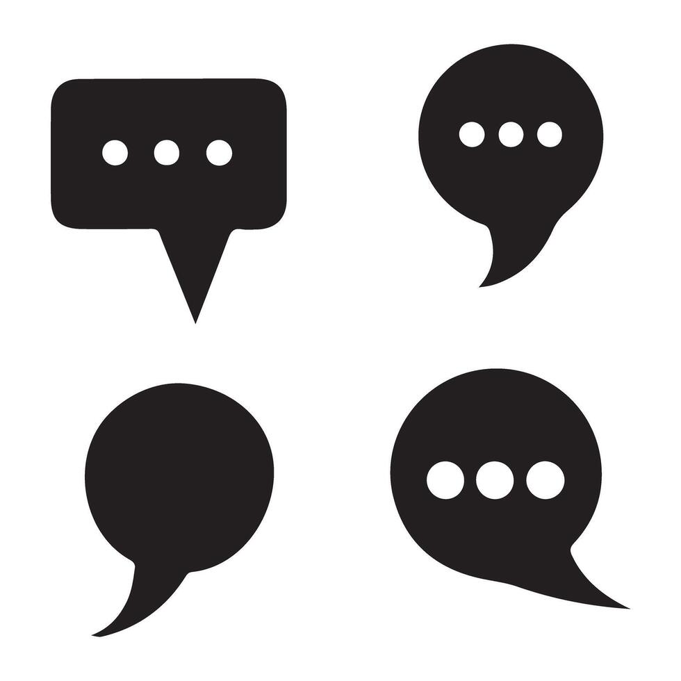 Silhouette Speech Bubble Icons with Typing Indicator Details vector
