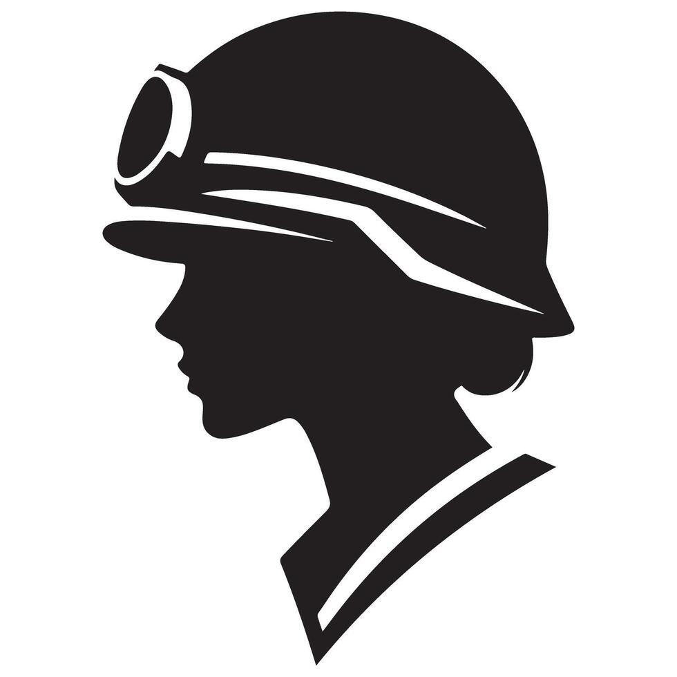 Female Soldier Profile Silhouette in Helmet Graphic Artwork vector
