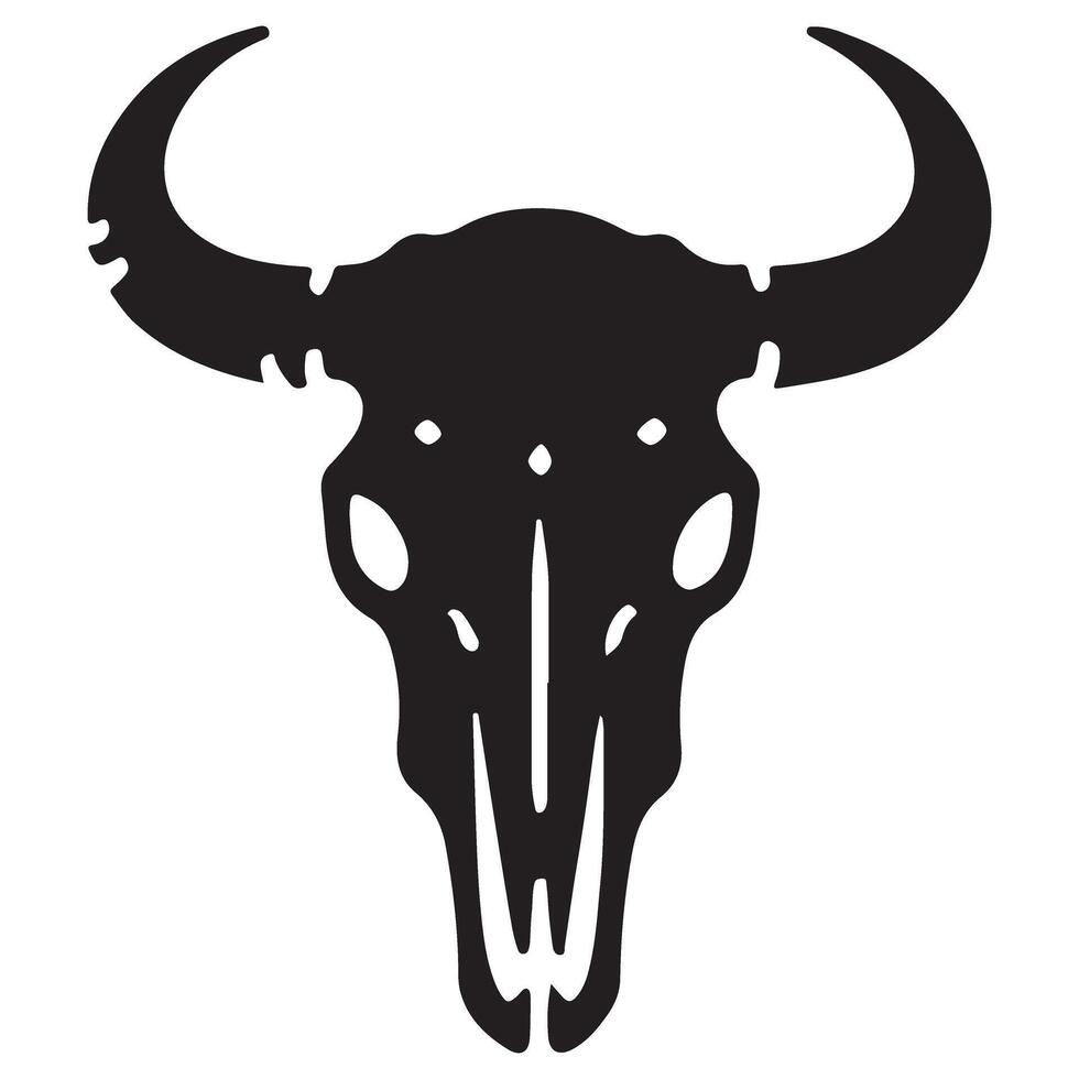 Cow Skull Silhouette with Horns Illustration Graphic Design vector