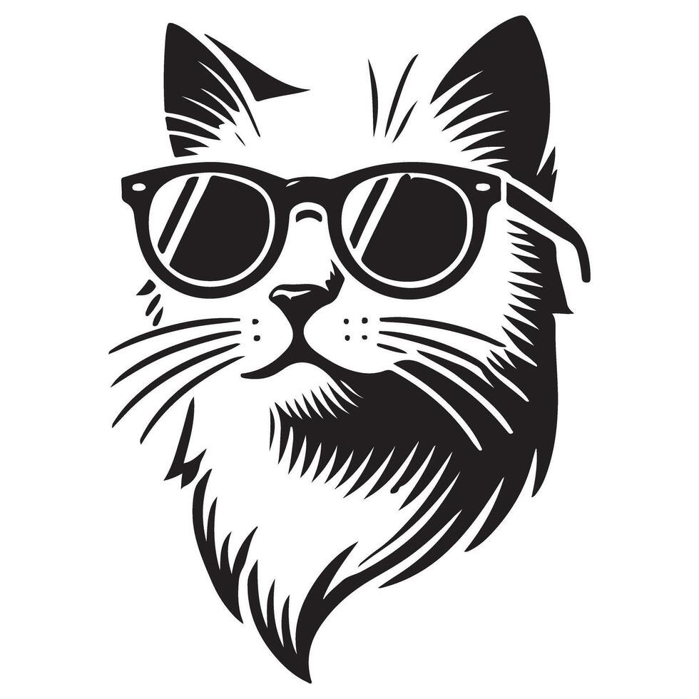 Hipster Cat with Sunglasses Illustration for Trendy Designs vector