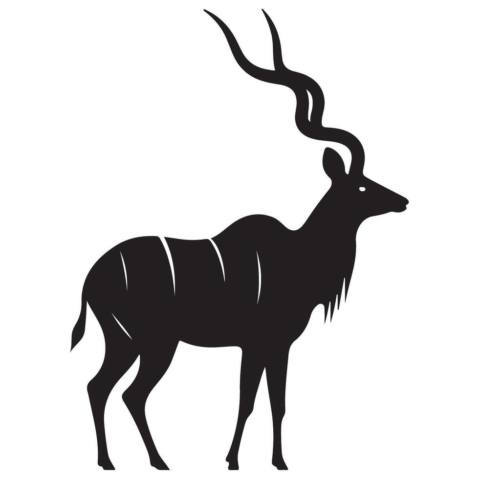Elegant Kudu Silhouette Illustration Discover African Wildlife Animals vector