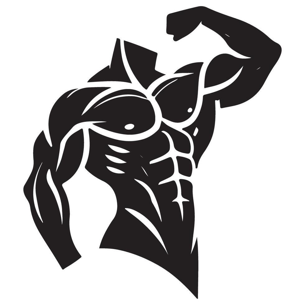 Muscular Bodybuilder Torso Silhouette for Gym and Fitness vector