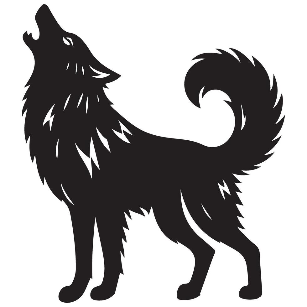 Striking Howling Wolf Silhouette Graphic Inspiring Wild Spirit Artwork vector