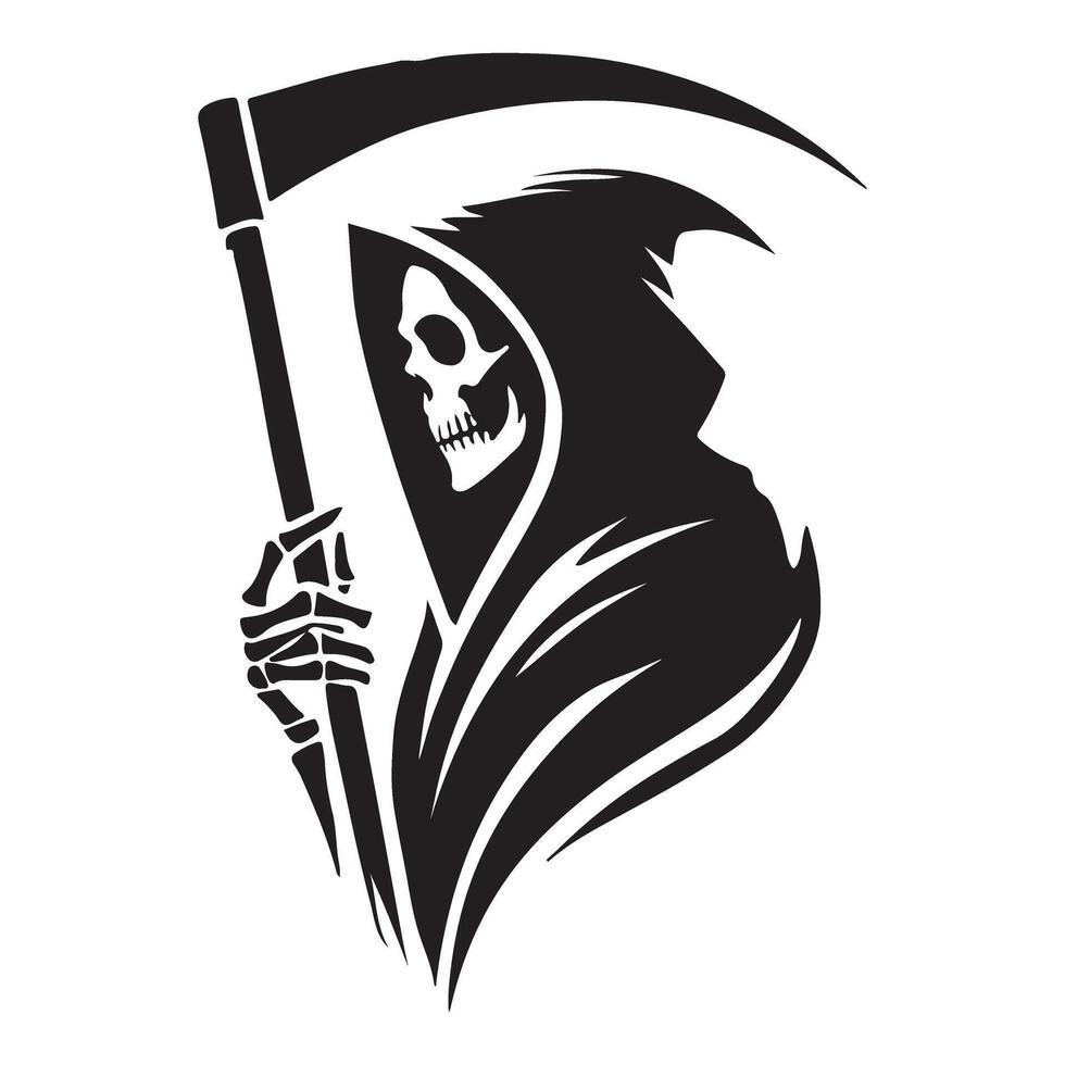 Grim Reaper Silhouette Illustration Design for Dark Themes vector