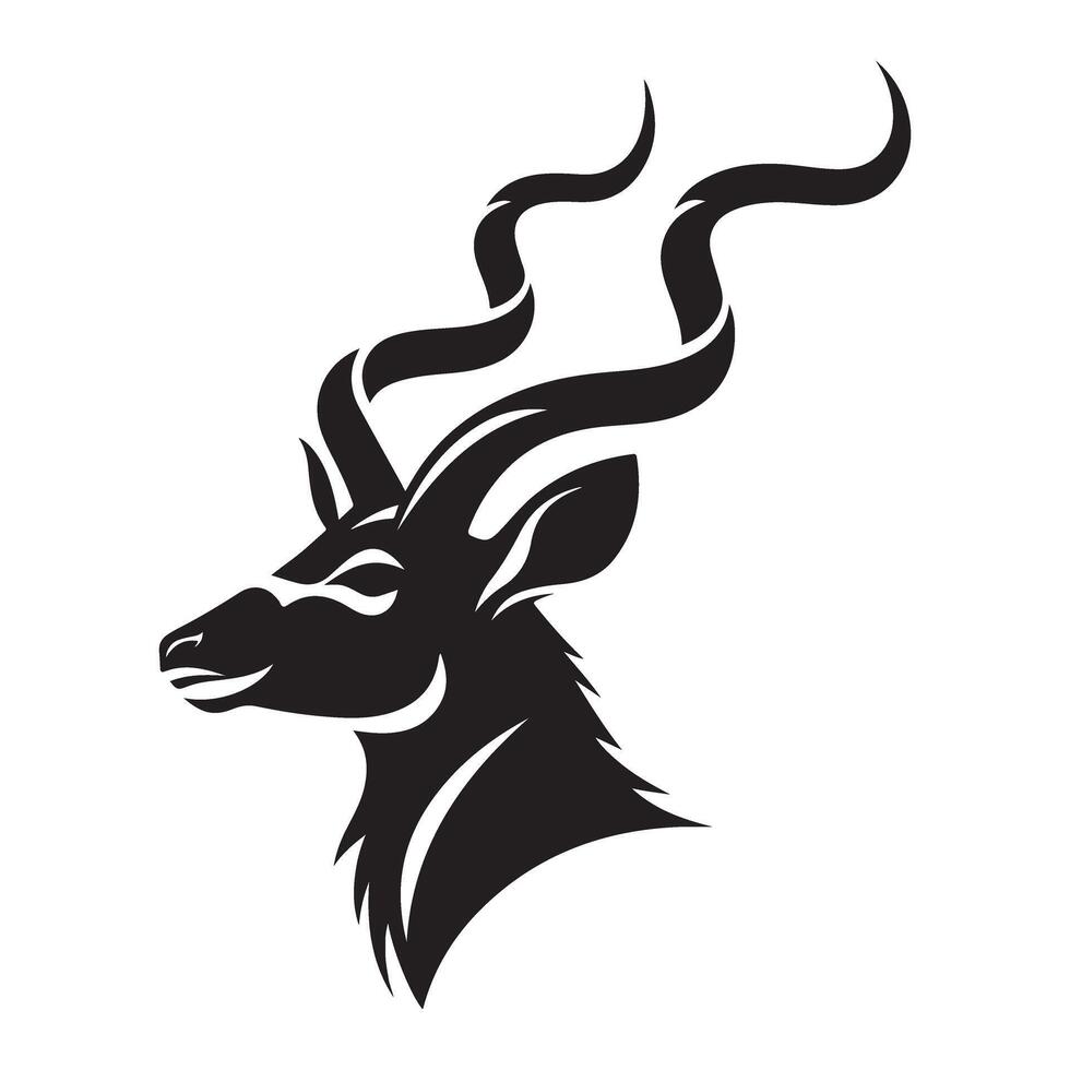 Elegant Kudu Head Silhouette A Stylish Wildlife Illustration vector
