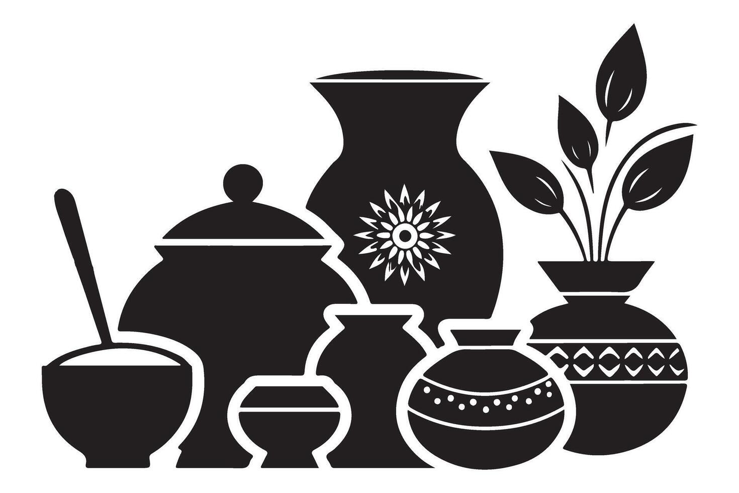 Variety of Pots and Vases Decorative Home Decor Illustration vector