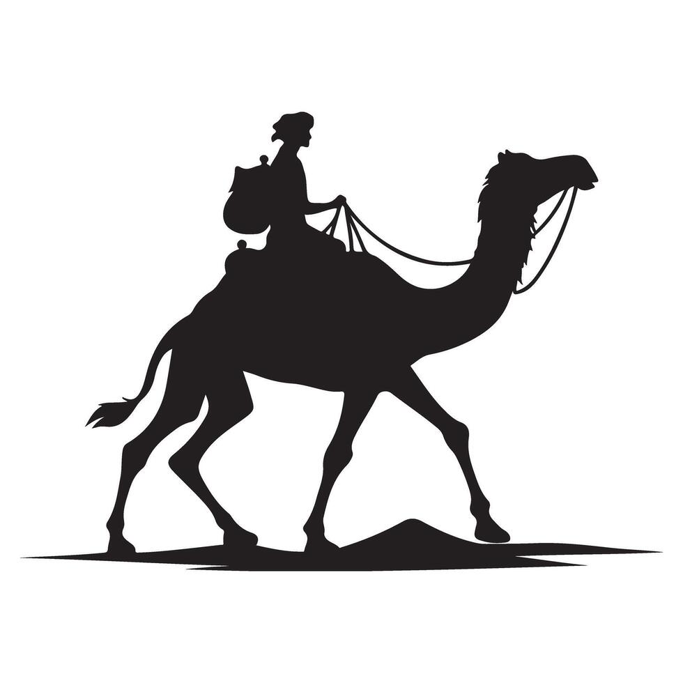 Wise Man Riding Camel Silhouette Illustration Stock Image vector