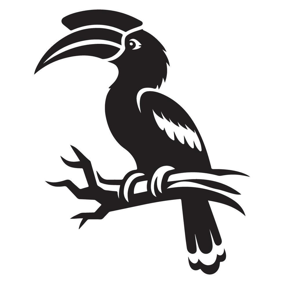 Hornbill Silhouette Illustration Tropical Bird Wildlife Graphic vector