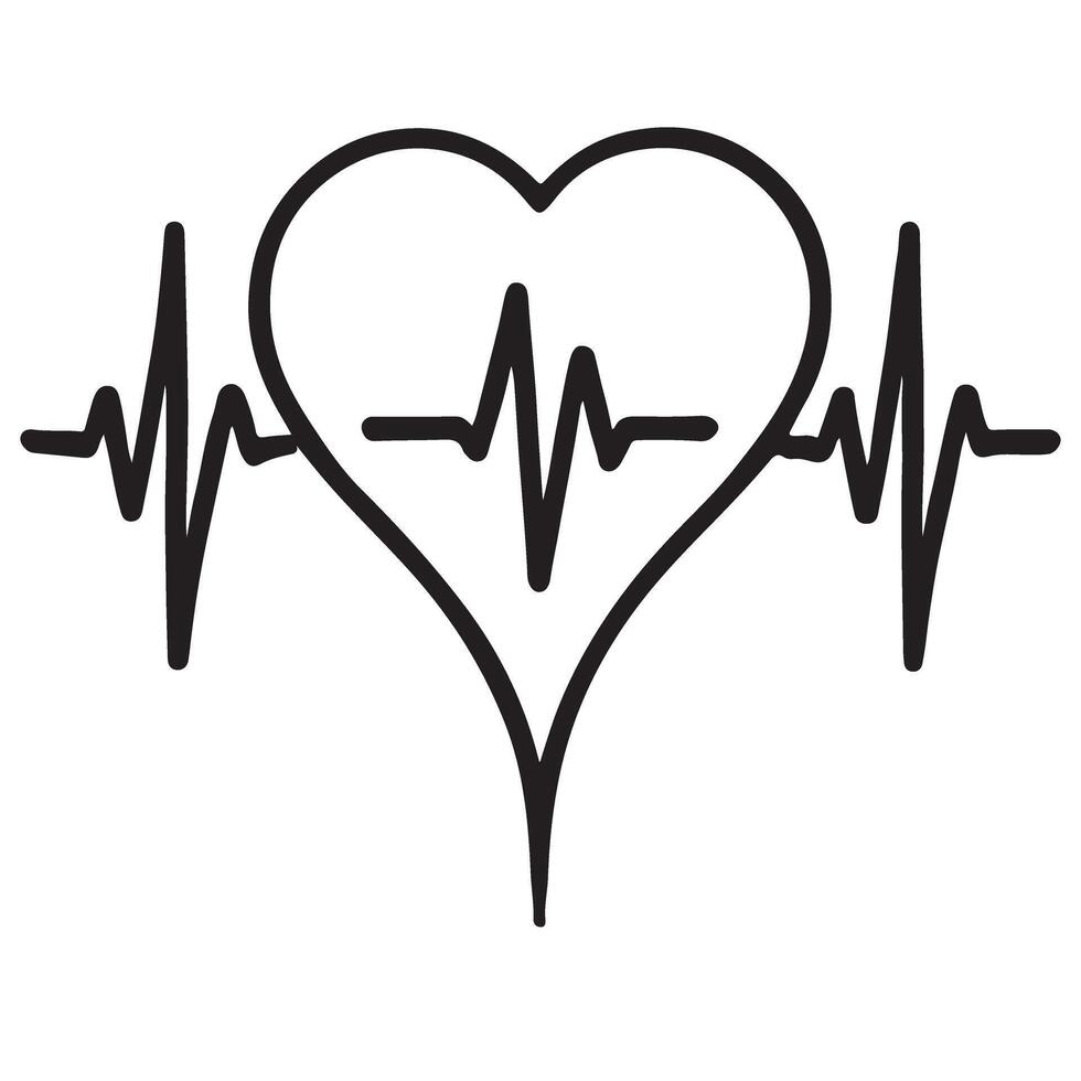 Heartbeat Pulse with Heart Symbol Illustration Life Rhythm vector