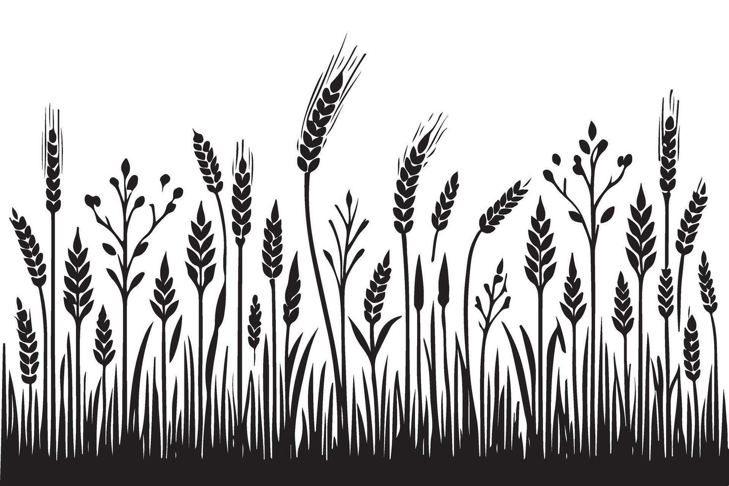 Wheat Field Silhouette Illustration for Agriculture and Harvest vector