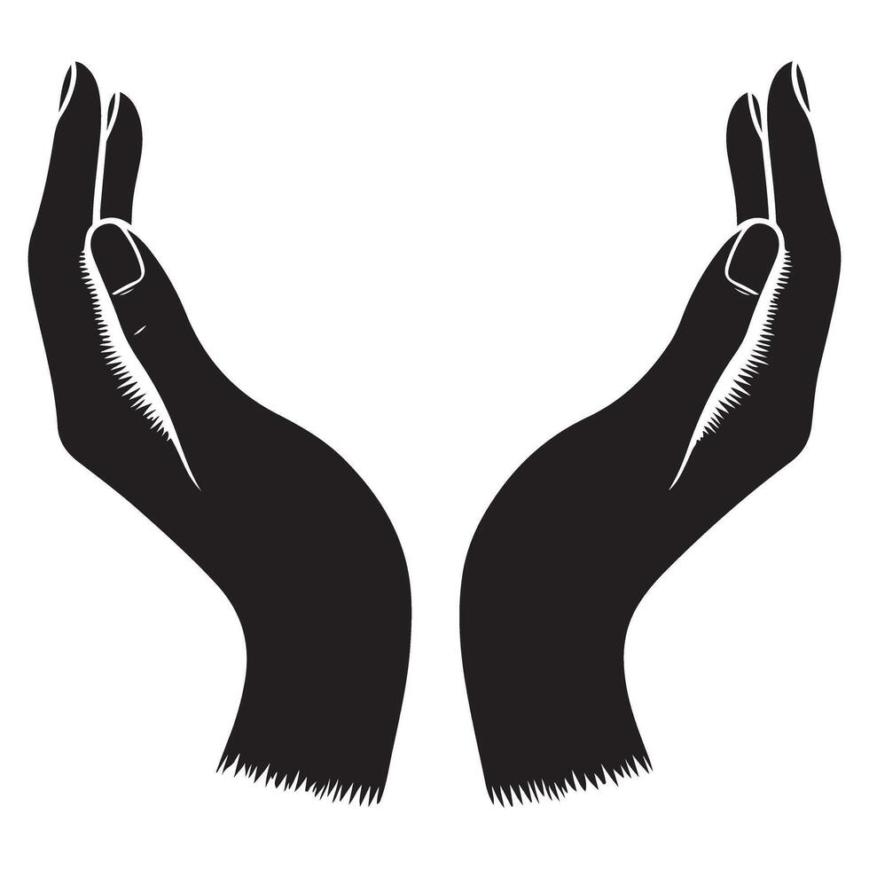 Open Hands Holding Protect Silhouette Illustration for Design Assets vector