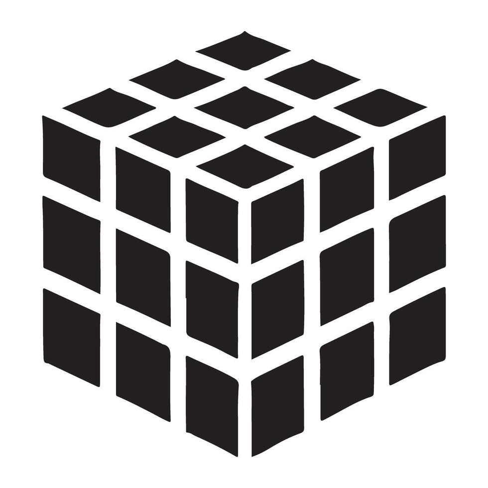 Rubik's cube illustration puzzle solving skills game enjoyment vector