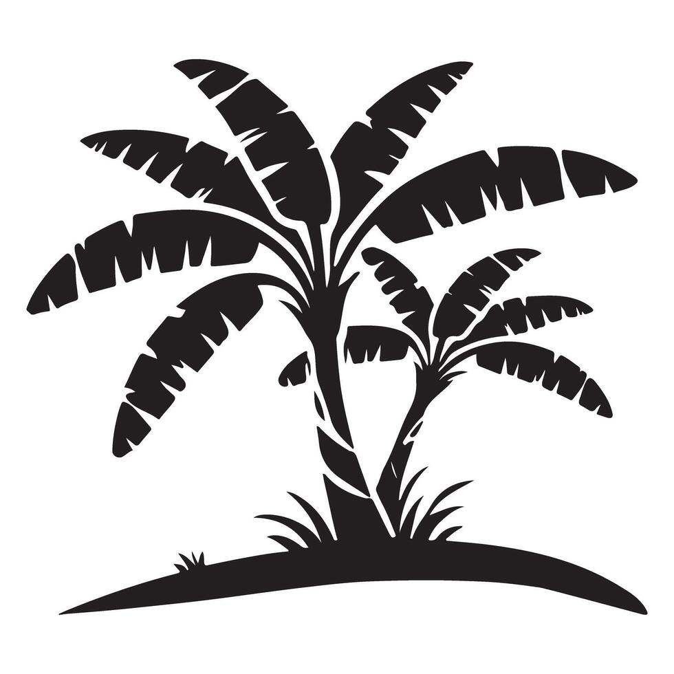 Banana Tree Illustration A Tropical Silhouette for Summer Designs art vector