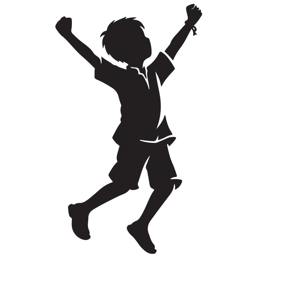 Jumping Boy Silhouette Illustration for Excitement and Activity vector