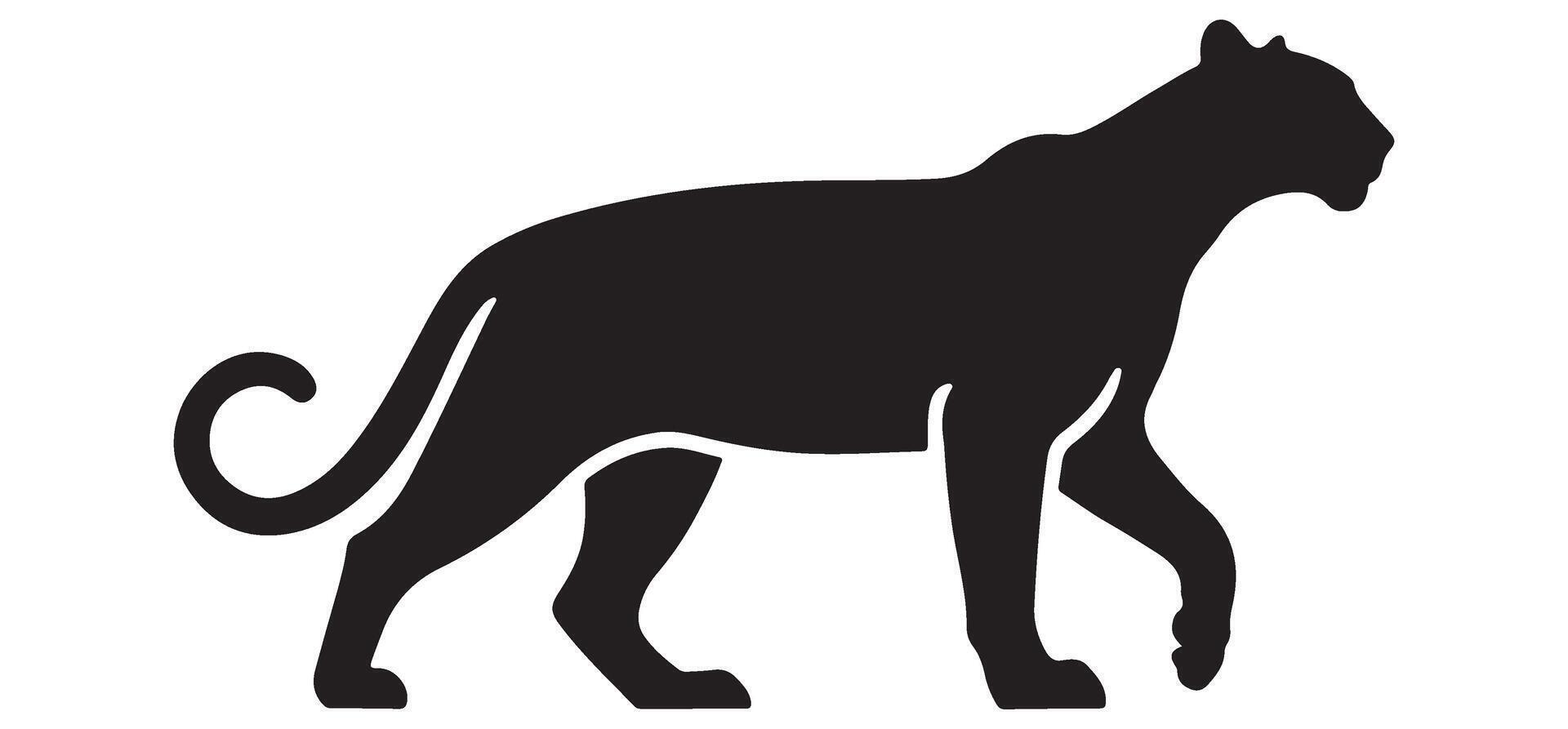 Elegant Black Panther Silhouette Illustration Wild Cat Walking Design vector