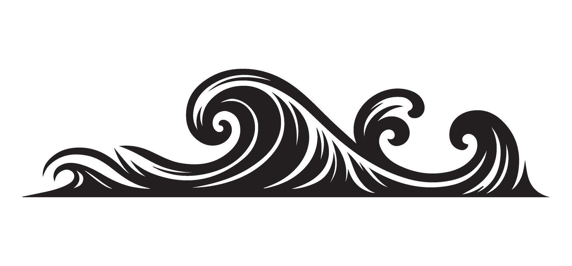 Ornamental Wave Silhouette Art for Decorative Water Designs vector
