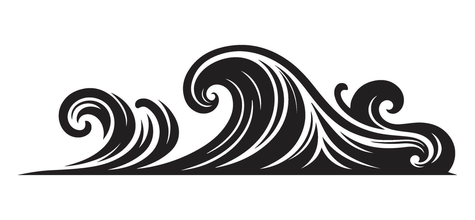 Dynamic Wave Silhouette Art for Coastal and Nautical Themes vector