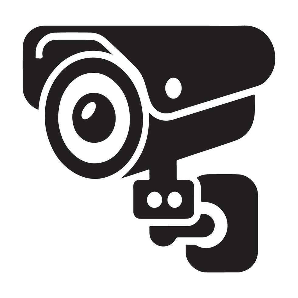 Security surveillance camera silhouette CCTV monitoring technology illustration vector