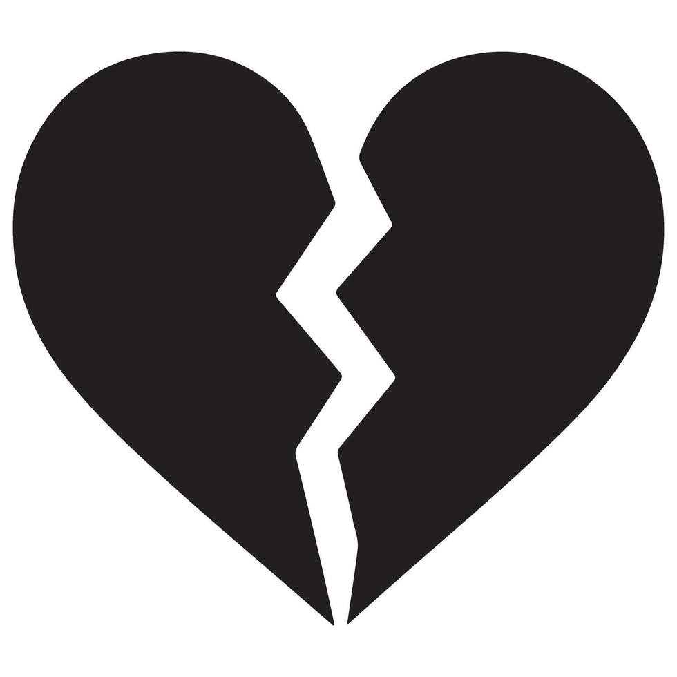 Broken Heart Silhouette Illustration Symbolizing Pain and Loss vector
